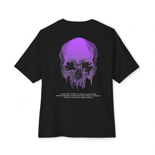 Oversized Boxy Tee — Purple Drip Skull Graphic