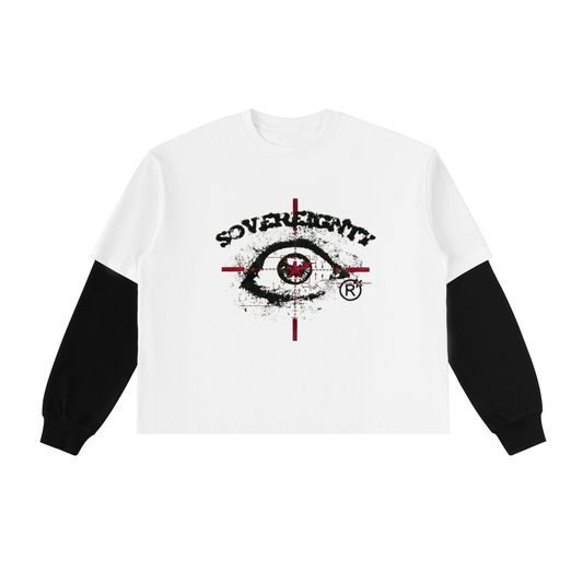 Layered Contrast Sleeve Cotton T-Shirt